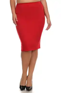 Walmart Women's Plus Size Casual Solid Pencil Midi Skirt offer