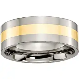 Walmart Titanium 14k Yellow Inlay Flat 8mm Polished Band offer