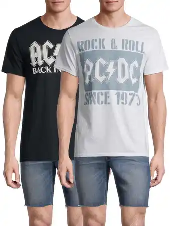 Walmart ACDC Back In Black & Rock & Roll Men's and Big Men's Graphic T-shirt, 2-Pack Bundle offer