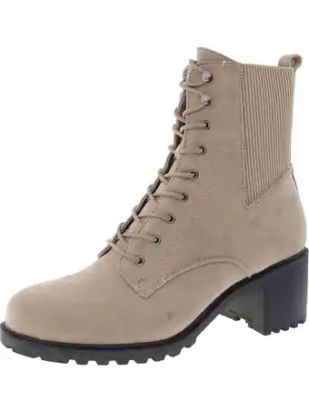 Walmart Journee Collection Womens Kassia Faux Suede Mid Calf Combat & Lace-up Boots offer