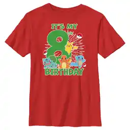 Walmart Boy's Pokemon It's My 8th Birthday Starters Graphic Tee Red Small offer