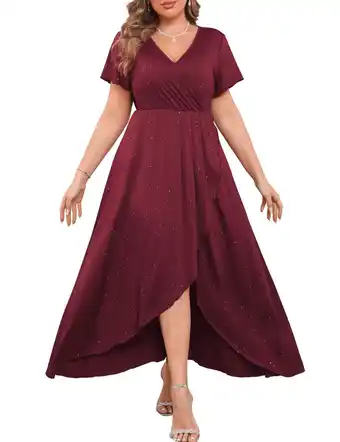 Walmart FOLUNSI Plus Size Formal Dresses Glitter V Neck Split Wedding Cocktail Long Evening Dress m-4x offer