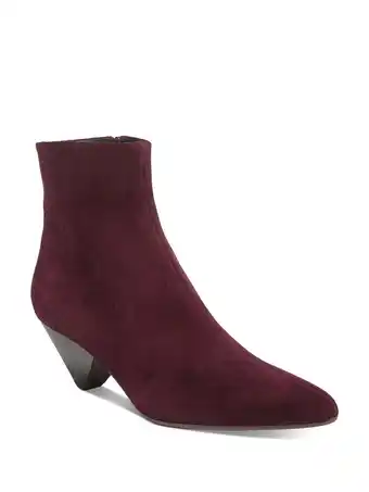 Walmart VINCE. Womens Burgundy Comfort Alder Almond Toe Cone Heel Zip-Up Leather Booties 7 M offer