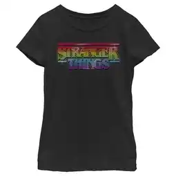 Walmart Girl's Stranger Things Sparkling Rainbow Logo Graphic T-Shirt offer