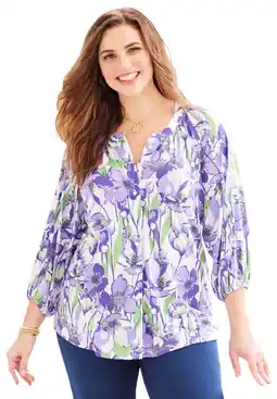 Walmart Catherines Women's Plus Size Soft Bliss Buttonfront Knit Blouse offer