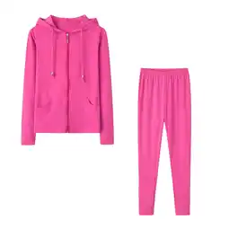 Walmart GERsome Solid Color Tracksuit, Womens 2 Piece Sweatsuits Set Zip Up Hoodie Sweatpant Set offer