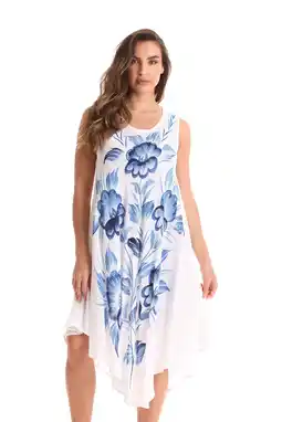 Walmart Riviera Sun Sleeveless Umbrella Dresses for Women (White - Blue Flower, Medium) offer