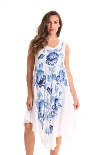 Walmart Riviera Sun Sleeveless Umbrella Dresses for Women (White - Blue Flower, Medium) offer