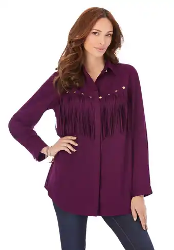 Walmart Roaman's Women's Plus Size Fringe Big Shirt offer