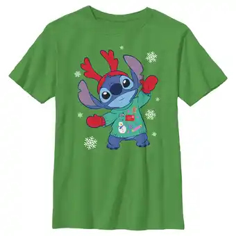 Walmart Boy's Lilo & Stitch Christmas Outfit Stitch Graphic Tee Kelly Green Medium offer