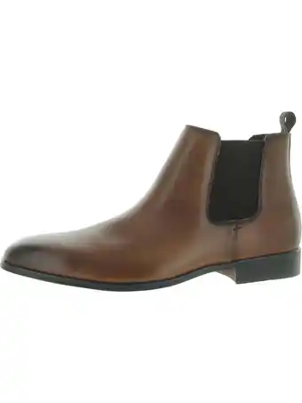 Walmart Calvin Klein Mens Donto Leather Block Heel Chelsea Boots offer