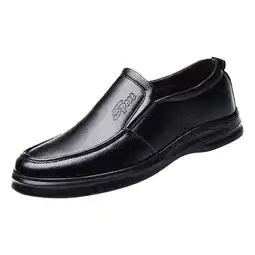 Walmart Fauean Leather Shoes for Men Fashion Men's Comfortable Business Slip on Work Shoes Black Size 40 offer