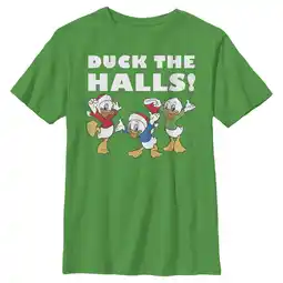 Walmart Boy's Mickey & Friends Christmas Duck The Halls Graphic Tee Kelly Green Small offer