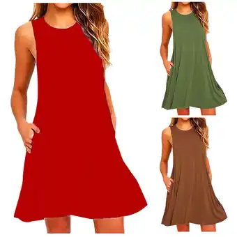 Walmart Isvgxsz Clearance Items for Women Casual Pockets Sleeveless Above Knee Dress Loose Comfortable Red offer