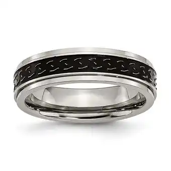 Walmart Titanium Ridged Edge Black Enamel Braid Design 6mm Polished Band offer