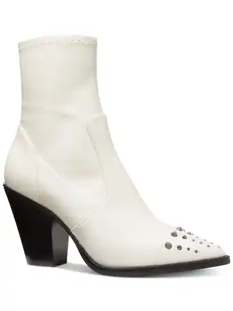 Walmart MICHAEL MICHAEL KORS Womens Ivory Studded Dover Pointed Toe Stacked Heel Zip-Up Dress Booties 7 M offer