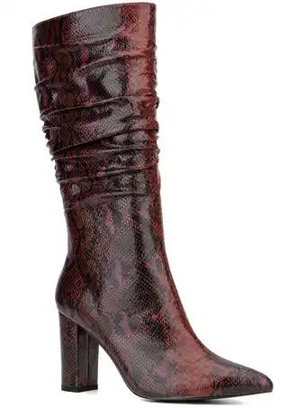 Walmart New York & Company Womens Earla Snake Print Mid-Calf Boots offer