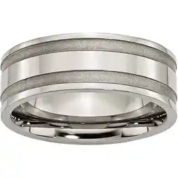 Walmart Titanium Grooved 8mm Brushed and Polished Band offer