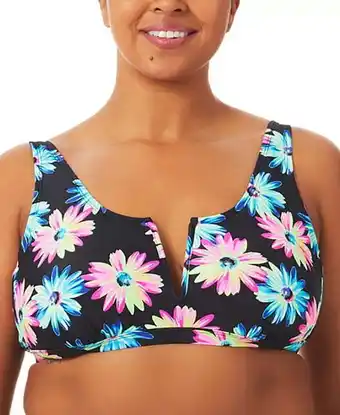 Walmart California Waves Trendy Plus Size Gerber Daisy Bralette Bikini Top Gerber Daisy Multi 2X offer