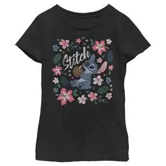 Walmart Girl's Lilo & Stitch Flowers and a Coconut Graphic Tee Black Small offer