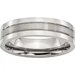 Walmart Stainless Steel Grooved 6mm Satin and Polished Band offer