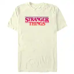 Walmart Men's Stranger Things Pink Logo Graphic T-Shirt offer