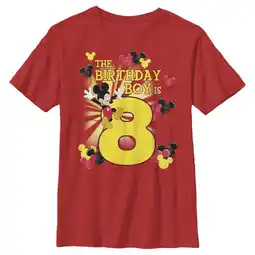 Walmart Boy's Mickey & Friends The Birthday Boy Is 8 Graphic Tee Red Medium offer