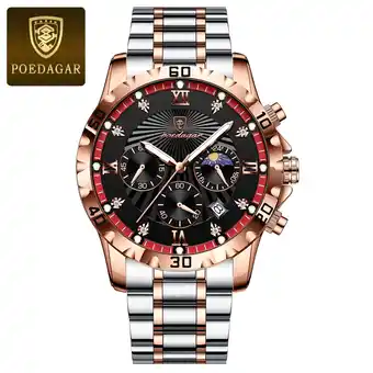 Walmart POEDAGAR Watch For Men Waterproof Luminous Chronograph Date Stainless Steel Quartz Male Watches offer