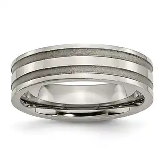 Walmart Titanium Grooved 6mm Brushed and Polished Band offer