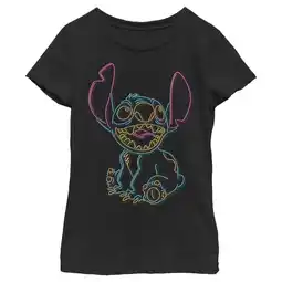 Walmart Girl's Lilo & Stitch Bright Neon Outline Graphic Tee Black Small offer