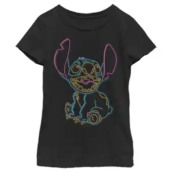 Walmart Girl's Lilo & Stitch Bright Neon Outline Graphic Tee Black Small offer