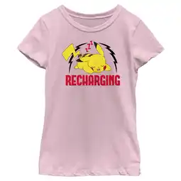 Walmart Girl's Pokemon Recharging Pikachu Graphic Tee Light Pink Medium offer