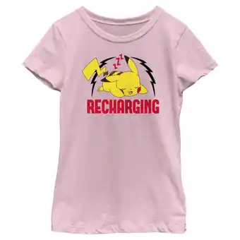 Walmart Girl's Pokemon Recharging Pikachu Graphic Tee Light Pink Medium offer