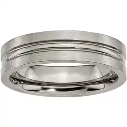 Walmart Titanium Grooved 6mm Brushed and Polished Band offer