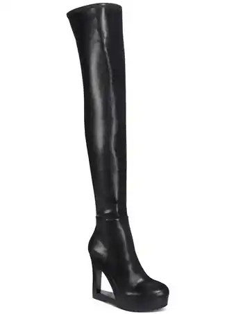 Walmart Aaj By Aminah Womens Ava Zipper Faux Leather Thigh-High Boots offer