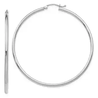 Walmart Primal Gold 10 Karat White Gold 2mm Tube Hoop Earrings offer