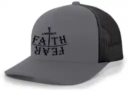 Walmart Christian Faith Over Fear Nail Cross Jesus Mens Mesh Back Trucker Hat Baseball Cap, Charcoal/Black offer