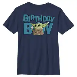 Walmart Boy's Star Wars: The Mandalorian Cute Grogu Birthday Boy Graphic Tee Navy Blue X Large offer