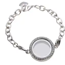 Walmart Crystal Living Memory Locket Bracelet Jewelry for Floating Charms Gift (White K) offer