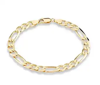 Walmart 18K Gold Over Sterling Silver Italian 7mm Solid Diamond-Cut Figaro Link Chain Bracelet for Men offer