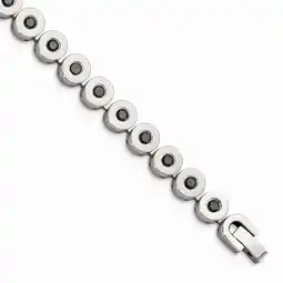 Walmart White Stainless Steel bracelet Gemstones Cubic Zirconia CZ Round Black 7.5 in 8 mm offer