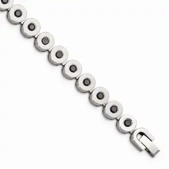 Walmart White Stainless Steel bracelet Gemstones Cubic Zirconia CZ Round Black 7.5 in 8 mm offer