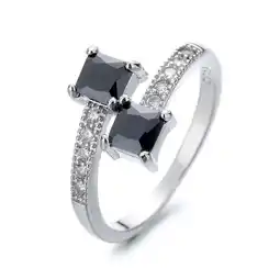 Walmart Sterling Silver Bypass Ring with Genuine Crystals offer