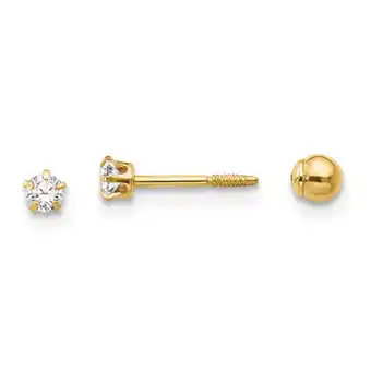 Walmart 14k Gold Madi K Polished Reversible Crystal & 3mm Ball Earrings offer