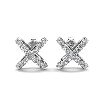 Walmart Cate & Chloe Paige 18k White Gold Plated Stud Earrings with Simulated Diamond Crystals for Women offer