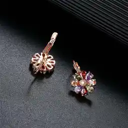 Walmart Multi-Color Flower Drop Leverback Earrings with Crystals from Swarovski offer