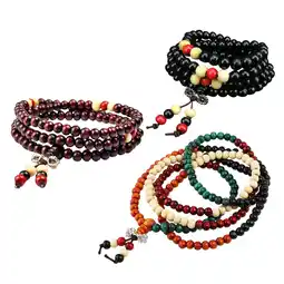 Walmart 3pcs 8mm Buddha Mala Bracelet Chain Beaded Wooden Prayer Bracelets Handmade Devout Beadwork Bracelet offer