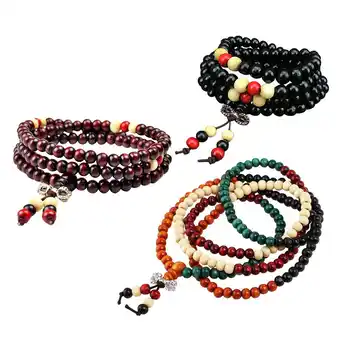 Walmart 3pcs 8mm Buddha Mala Bracelet Chain Beaded Wooden Prayer Bracelets Handmade Devout Beadwork Bracelet offer