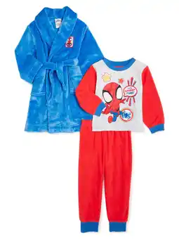 Walmart Spiderman Boys Long Sleeve Top, Pants and Robe, 3-Piece Pajama Set, Sizes 2T-5T offer