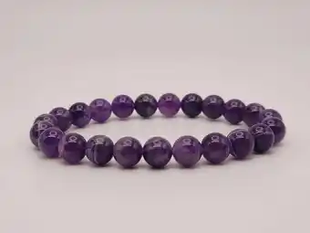 Walmart Natural Amethyst Bracelet, Handmade Semi Precious Gemstone 8mm offer